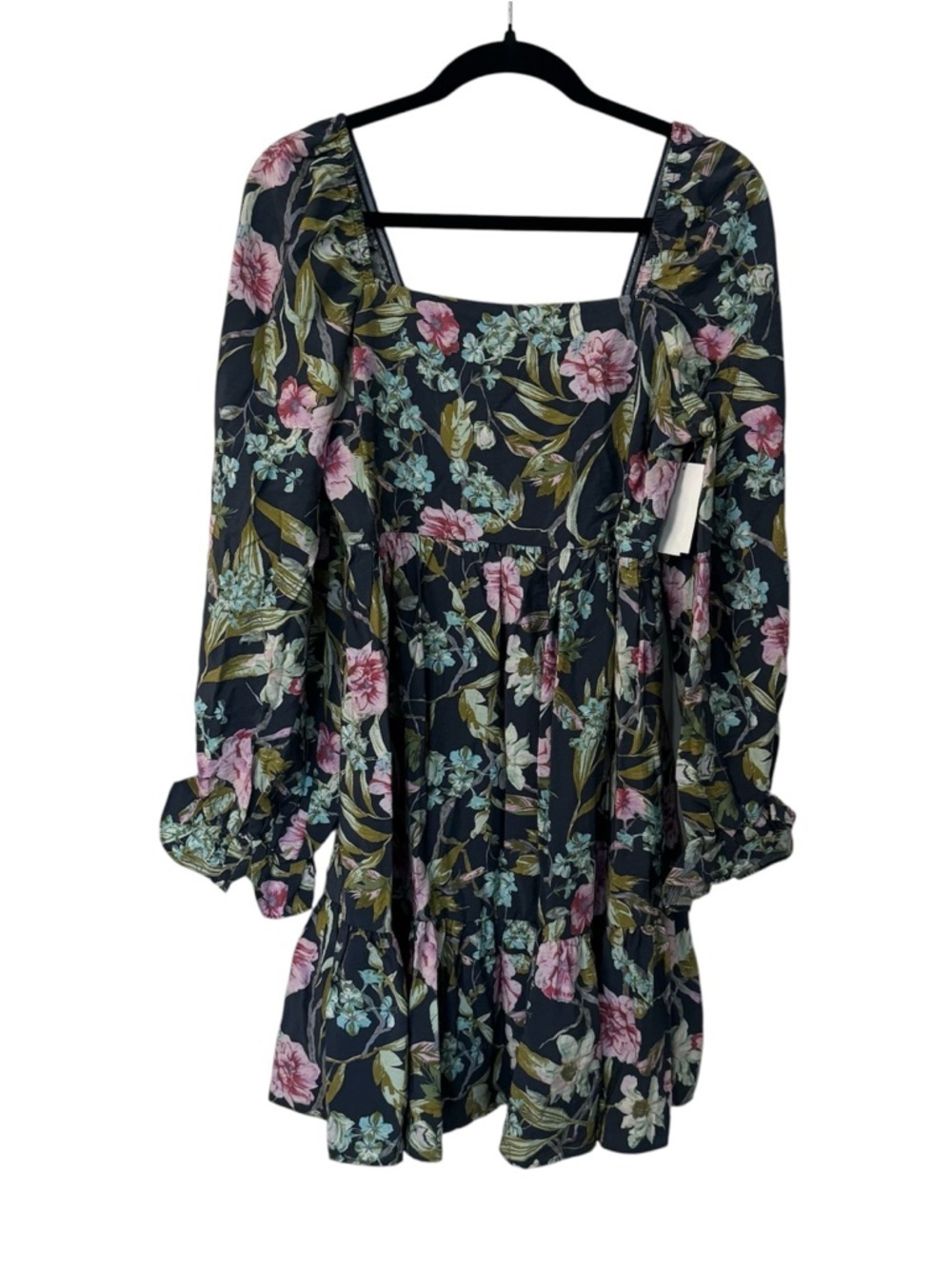 Chelsea 28 Womens Long Ruffle Sleeve Square Neck Floral Baby Doll Dress Sz S NWT